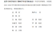 骨干教师学年度考核公示
